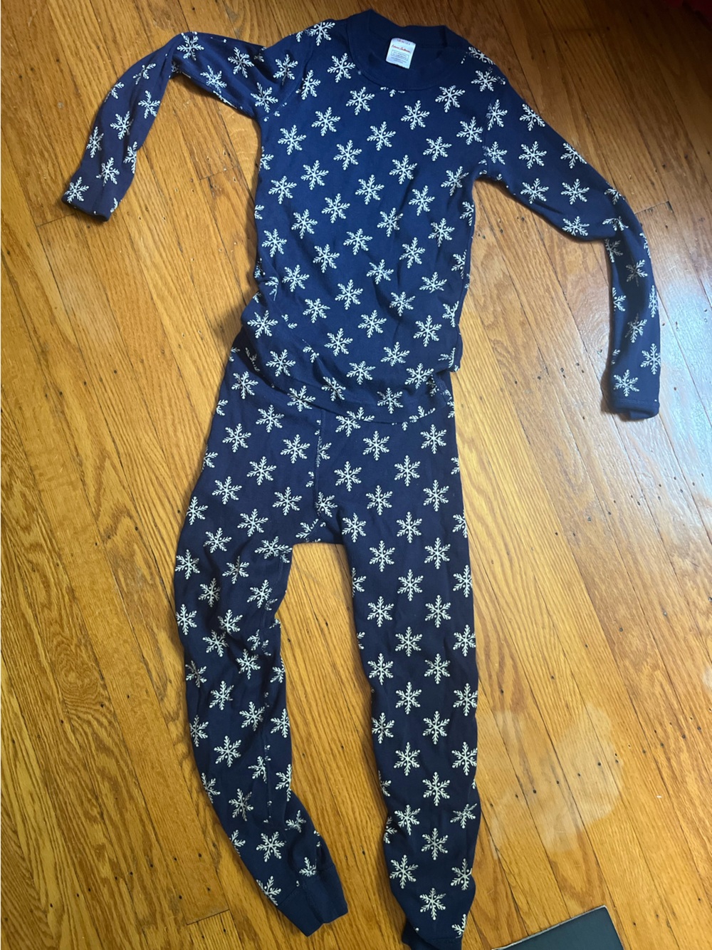Navy Blue Snowflake Thermal Pajama Set